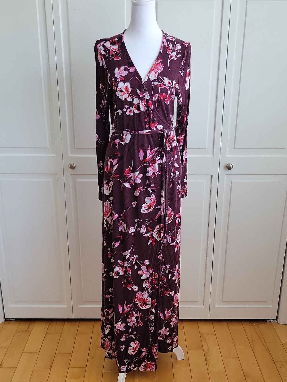 Motherhood Maternity Plum Floral Wrap Maxi Dress